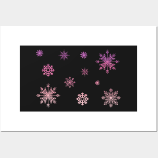 Pink Ombre Faux Glitter Snowflakes Posters and Art